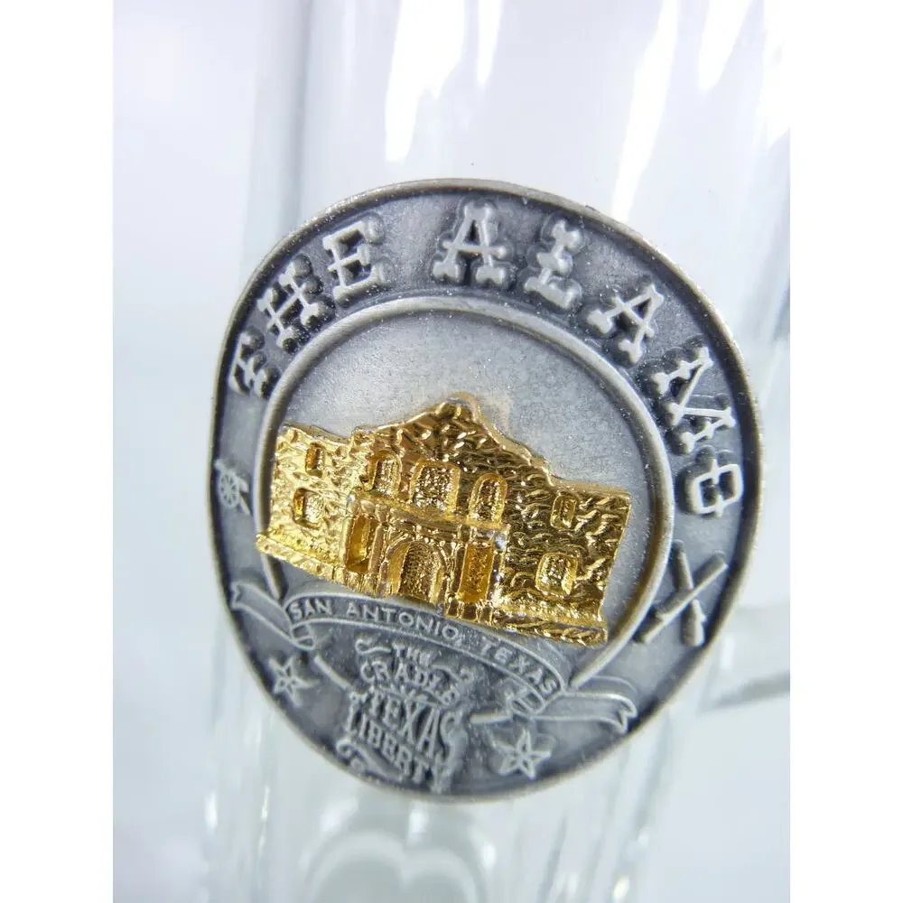 Vintage Alamo Texas Mini Beer Stein Shot Glass 5 Inch Metal Emblem Souvenir